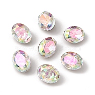 K5 Glass Rhinestone Cabochons, Pointed Back & Back Plated, Faceted, Oval, Colorful, 6x8x5mm(RGLA-A025-06B-001PH)