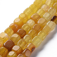 Natural Agate Beads Strands, Dyed & Heated, Cube, Gold, 5~8x4~8x4~6mm, Hole: 1.2mm, about 50pcs/strand, 14.76 inch(37.5cm)(G-N326-99B)