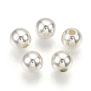 ABS Plastic Beads, Round, Silver Color Plated, 7.5~8x7~7.5mm, Hole: 1.6~2mm, about 2000pcs/500g(OACR-S032-8mm-02)