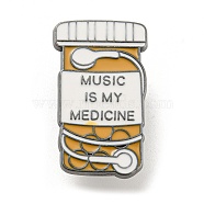 Music Theme Enamel Pins, Light Gold Alloy Badge for Women, Earphone & Pill Box, 29x17x1.5mm(JEWB-Q035-03C)