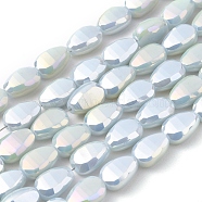Electroplate Opaque Solid Color Glass Beads Strands, Full Rainbow Plated, Faceted, Teardrop, Lavender, 9x6x4.5mm, Hole: 1.2mm, about 79pcs/Strand, 27.17 inch(69cm)(X-EGLA-G036-B-FR04)