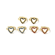 Rack Plating Brass Enamel Heart Cuff Earrings for Women, Real 18K Gold Plated, Mixed Color, 11.5x9mm(EJEW-C097-15G)