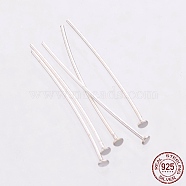 925 Sterling Silver Flat Head Pins, Silver, 35x1.5x0.6mm, Head: 1.5mm(STER-K017-35mm-S-03)