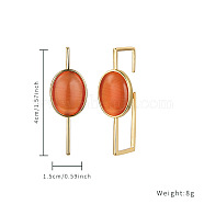 Simple Cat Eye Stud Earrings for Daily Wear and Special Occasions, Real 18K Gold Plated, 40x15mm(RN5881)