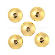 Brass Bead Cap, Long-Lasting Plated, Lead Free & Cadmium Free, Half Round, Real 18K Gold Plated, 6x1.5mm, Hole: 1.2mm(KK-P277-54C-G)