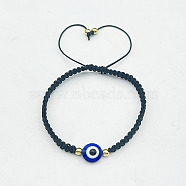 Hamsa Hand with Evil Eye Bead Braided Bead Bracelets, Adjustable Cord Bracelets for Women Men(SX3134-4)