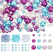 Elite Vase Filler Kits, included Round Plastic Imitation Pearl Beads, Shell Shape Paillette/Sequins for Making, Mixed Color, 6~19.5x8x0.6mm(FIND-PH0008-80)