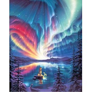 DIY Rectangle Forest Aurora Mermaid Scenery Theme Diamond Painting Kits, Including Canvas, Resin Rhinestones, Diamond Sticky Pen, Tray Plate and Glue Clay, Colorful, 400x300mm(PW-WG20335-03)