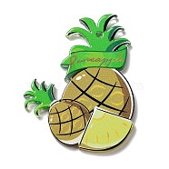 Fruit Theme Acrylic Pendants, Pineapple, 46x35x2.5mm, Hole: 1.5mm(MACR-C031-03I)