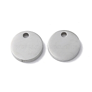 304 Stainless Steel Charms, Stamping Blank Tag, Flat Round Charm, Stainless Steel Color, 8x1.3mm, Hole: 1.2mm(STAS-Q308-09C-P)