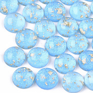 Resin Cabochons, with Glitter Powder and Gold Foil, Half Round, Light Sky Blue, 12x5.5mm(X-CRES-T012-07C)