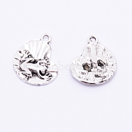 Tibetan Style Alloy Pendants, Lead Free & Cadmium Free, Lotus Leaf with Frog, Antique Silver, 21x17.5x3mm, Hole: 1.8mm(TIBEP-TAC0002-01AS-RS)