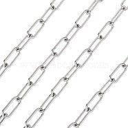 304 Stainless Steel Paperclip Chains, Drawn Elongated Cable Chains, Unwelded, with Spool, Stainless Steel Color, 17x7x1.6mm, about 16.4 Feet(5m)/roll(YS-TAC0003-02P)