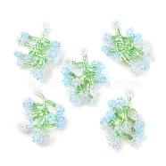 Seed Beaded Pendants, Flower of Life Charms, Deep Sky Blue, 27~28x29~32x5~6mm, Hole: 1mm(GLAA-C028-04A)