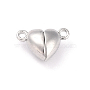 Alloy Magnetic Clasps with Loops, Heart, Platinum, 15x9.5x6mm, Hole: 1.5mm(PALLOY-P223-B01-P)