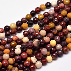 Faceted Natural Mookaite Round Bead Strands, 6mm, Hole: 1mm, about 63pcs/strand, 15 inch(G-F266-16-6mm)