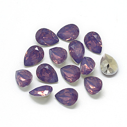 Pointed Back Resin Rhinestone Cabochons, teardrop, Purple, 18x13x7.5mm, about 110pcs/bag(RESI-T014-13x18mm-A11)