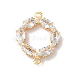 Brass Pave Clear Cubic Zirconia Horse Eye Ring Links Connector Charms, Nickel Free, Long-Lasting Plated, Real 18K Gold Plated, 19x15x3mm, Hole: 1mm(KK-M294-02G)