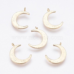 Brass Pendants, Nickel Free, Real 18K Gold Plated, Moon, 16.5x12x3mm, Hole: 1mm(X-KK-T016-48G)