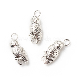 Tibetan Style Alloy Connector Charms, with 304 Stainless Steel, Owl, Antique Silver, 19.5x7x5mm, Hole: 3mm(PALLOY-JF01704)