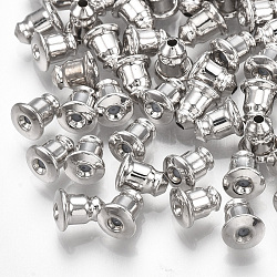 Brass Ear Nuts, Earring Backs, with silicon, Real Platinum Plated, 6x5mm(X-KK-S348-252)