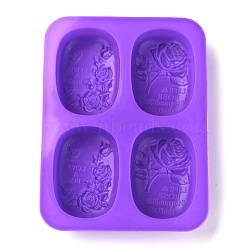 Rose Silicone Molds, Food Grade Molds, For DIY Cake Decoration, Candle, Chocolate, Candy, Soap, Purple, 184x137x27mm, Inner Diameter: 77x55mm(DIY-I059-04)