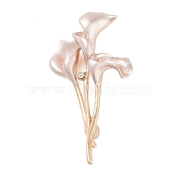 Flower Enamel Pins, Alloy Crystal Rhinestone Brooches for Backpack Clothes, Golden, Misty Rose, 67.5x36mm(JEWB-P042-01G-A)