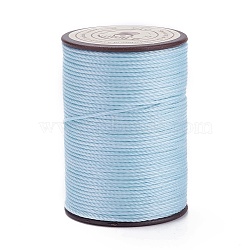 Round Waxed Polyester Thread String, Micro Macrame Cord, for Leather Sewing Stitching, Light Blue, 0.8mm, about 54.68 Yards(50m)/Roll(YC-D004-02E-015)