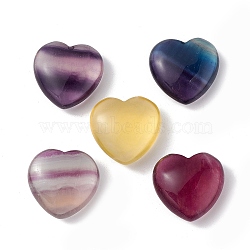 Natural Fluorite Home Heart Love Stones, Pocket Palm Stones for Reiki Balancing, 20x20x9mm(G-G995-C03-B)