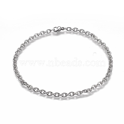 304 Stainless Steel Cable Chain Anklets, with Lobster Claw Clasp, Stainless Steel Color, 9-7/8 inch(25cm)(AJEW-H100-01P)