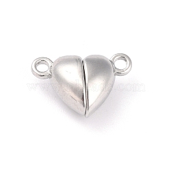 Alloy Magnetic Clasps with Loops, Heart, Platinum, 15x9.5x6mm, Hole: 1.5mm(PALLOY-P223-B01-P)