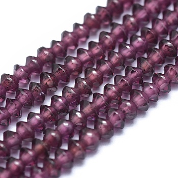 Natural Garnet Beads Strands, Bicone, Faceted, 3x2mm, Hole: 0.5mm, about 190~200pcs/strand, 15.35 inch(39cm)