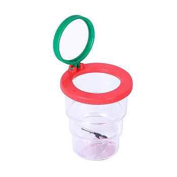 Two Lens ABS Plastic Insect Viewer Box Magnifier, with Acrylic Optical Lens, Red, Magnification: 8X, Lens: 50mm, Magnification: 5X, Lens: 45mm, Fold: 4.3x7.2x5cm