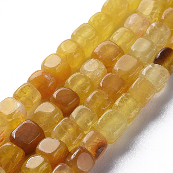 Natural Agate Beads Strands, Dyed & Heated, Cube, Gold, 5~8x4~8x4~6mm, Hole: 1.2mm, about 50pcs/strand, 14.76 inch(37.5cm)