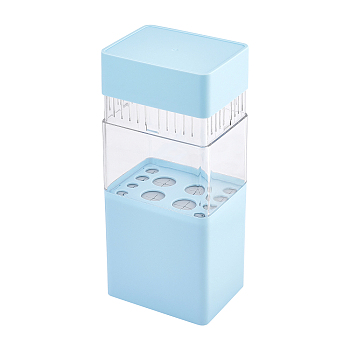 ABS with Plastic Cosmetic Brush Storage Container, Rectangle, Light Sky Blue, 105x80x220mm