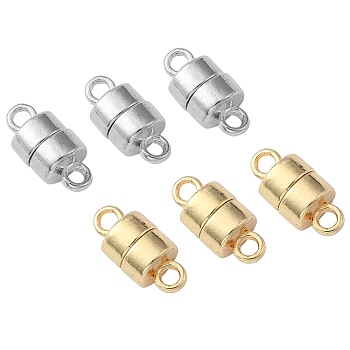 20 Sets 2 Colors Alloy Magnetic Clasps, for Jewelry Making, Column, Platinum & Golden, 12.5x6mm, Hole: 1.8mm, 10 sets/color