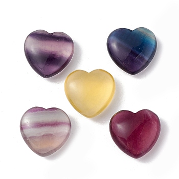 Natural Fluorite Home Heart Love Stones, Pocket Palm Stones for Reiki Balancing, 20x20x9mm