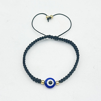 Hamsa Hand with Evil Eye Bead Braided Bead Bracelets, Adjustable Cord Bracelets for Women Men