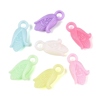 Opaque Plastic Pendants, Corn with Smling Face Charm, Mixed Color, 20x10.5x6mm, Hole: 3mm, about 1000pcs/500g