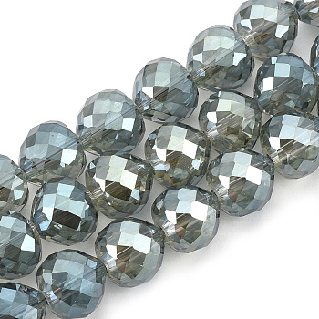 Electroplate Glass Beads Strands, Faceted, Heart, Medium Aquamarine, 9x10mm, Hole: 1.5mm, about 60pcs/strand, 22 inch