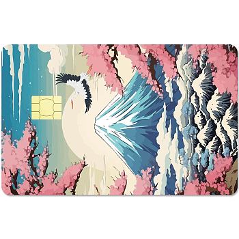 PVC Plastic Waterproof Card Stickers, Self-adhesion Card Skin for Bank Card Decor, Rectangle, Crane, 186.3x137.3mm