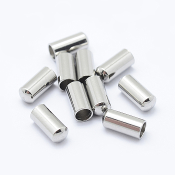304 Stainless Steel Cord Ends, End Caps, Column, Stainless Steel Color, 8x3.5mm, Inner Diameter: 3mm