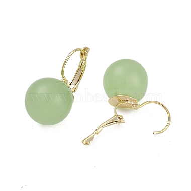 boucles d'oreilles créoles rondes en laiton et résine(EJEW-Q391-09G-03)-3