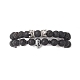 Ensemble de bracelets extensibles perlés en laiton et pierre de lave naturelle 2 pièces 2 styles(BJEW-JB09244-01)-1