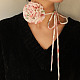 Flower Pattern Fabric Rose Tie Choker Necklaces for Women(NJEW-Z022-01F)-1