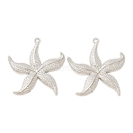 Tibetan Style Alloy Pendants, Starfish, Lead Free & Cadmium Free, Platinum, 48x43x3mm, Hole: 2.5mm(TIBEP-24003-P-RS)