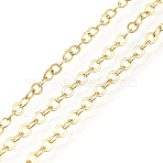Rack Plating Brass Cable Chains, Cadmium Free & Nickel Free & Lead Free, with Spool, Unwelded, Real 18K Gold Plated, 3.5x3x0.3mm, about 32.81 Feet(10m)/Roll(CHC-M001-03G-02)