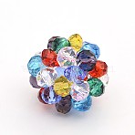 Transparent Glass Crystal Beaded Round Beads, Colorful, 27mm, Beads: 8mm(X-GLAA-A034-8mm-A14)