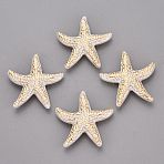 CCB Plastic Pendants, Starfish Charms, Golden Metal Enlaced, Creamy White, 47~48x44.5~45x9.5~10mm, Hole: 1.8mm, about 100pcs/500g(PL-N007-14)