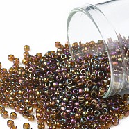 TOHO Round Seed Beads, Japanese Seed Beads, (459) Gold Luster Dark Topaz, 11/0, 2.2mm, Hole: 0.8mm, about 5555pcs/50g(SEED-XTR11-0459)